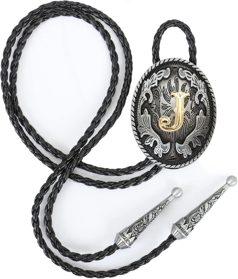 Wentur Bolo Tie for Men - Western Bolo Ties Alphabet Initial Letter ABCDJMR to Z - Western Cowboy Bolo Tie for Women Cowgirl - Image 1